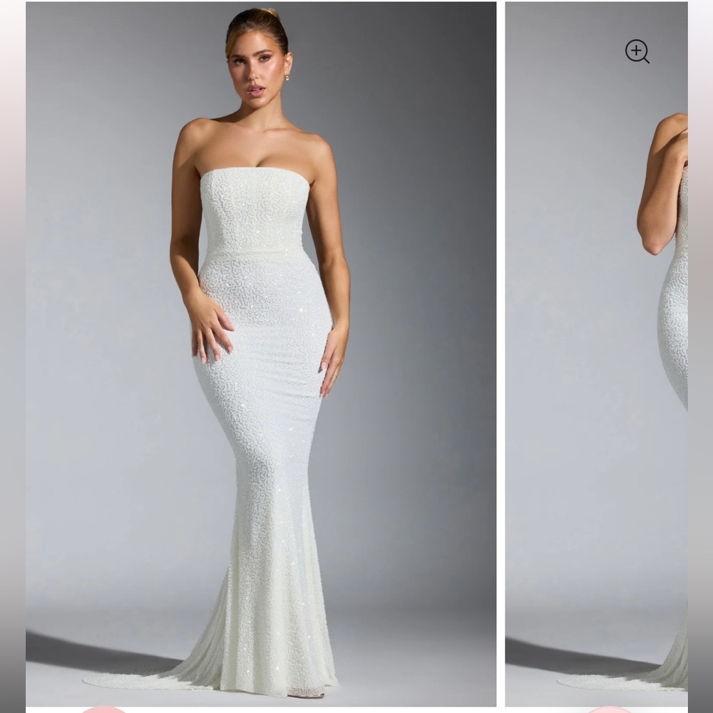 NEW Oh Polly embellished white corset gown